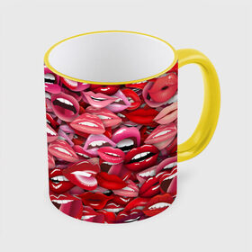Кружка 3D с принтом Женские рты в Кировске, керамика | ёмкость 330 мл | губы | розовый | улыбка