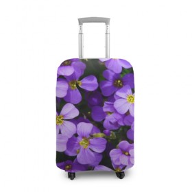 Чехол для чемодана 3D с принтом Blue pillow в Кировске, 86% полиэфир, 14% спандекс | двустороннее нанесение принта, прорези для ручек и колес | лепестки | прикольные картинки | синий | сиреневый | цветочки | цветы