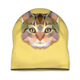 Шапка 3D с принтом Triangle cat в Кировске, 100% полиэстер | универсальный размер, печать по всей поверхности изделия | abstract | cat | triangle cat | кот