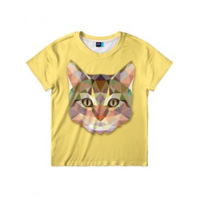 Детская футболка 3D с принтом Triangle cat в Кировске, 100% гипоаллергенный полиэфир | прямой крой, круглый вырез горловины, длина до линии бедер, чуть спущенное плечо, ткань немного тянется | abstract | cat | triangle cat | кот