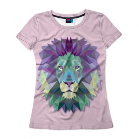 Женская футболка 3D с принтом Triangle lion в Кировске, 100% полиэфир ( синтетическое хлопкоподобное полотно) | прямой крой, круглый вырез горловины, длина до линии бедер | 