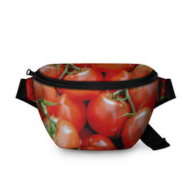 Поясная сумка 3D с принтом Томаты в Кировске, 100% полиэстер | плотная ткань, ремень с регулируемой длиной, внутри несколько карманов для мелочей, основное отделение и карман с обратной стороны сумки застегиваются на молнию | дача | еда | зелень | красный | овощи | огород | помидоры | томаты