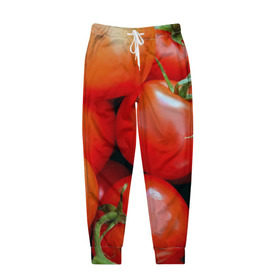 Мужские брюки 3D с принтом Томаты в Кировске, 100% полиэстер | манжеты по низу, эластичный пояс регулируется шнурком, по бокам два кармана без застежек, внутренняя часть кармана из мелкой сетки | дача | еда | зелень | красный | овощи | огород | помидоры | томаты