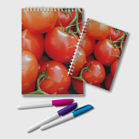 Блокнот с принтом Томаты в Кировске, 100% бумага | 48 листов, плотность листов — 60 г/м2, плотность картонной обложки — 250 г/м2. Листы скреплены удобной пружинной спиралью. Цвет линий — светло-серый
 | дача | еда | зелень | красный | овощи | огород | помидоры | томаты
