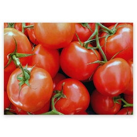 Поздравительная открытка с принтом Томаты в Кировске, 100% бумага | плотность бумаги 280 г/м2, матовая, на обратной стороне линовка и место для марки
 | дача | еда | зелень | красный | овощи | огород | помидоры | томаты
