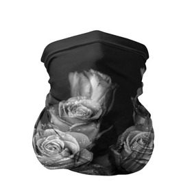 Бандана-труба 3D с принтом Черно-белые розы в Кировске, 100% полиэстер, ткань с особыми свойствами — Activecool | плотность 150‒180 г/м2; хорошо тянется, но сохраняет форму | букет | цветы