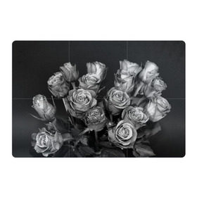 Магнитный плакат 3Х2 с принтом Черно-белые розы в Кировске, Полимерный материал с магнитным слоем | 6 деталей размером 9*9 см | букет | цветы