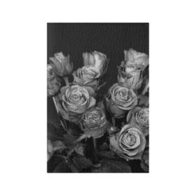 Обложка для паспорта матовая кожа с принтом Черно-белые розы в Кировске, натуральная матовая кожа | размер 19,3 х 13,7 см; прозрачные пластиковые крепления | букет | цветы