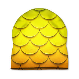 Шапка 3D с принтом Волны в Кировске, 100% полиэстер | универсальный размер, печать по всей поверхности изделия | желтый | паттерн | чешуя