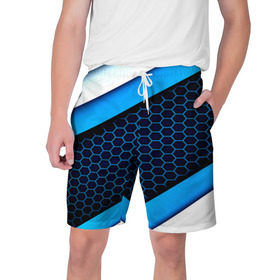 Мужские шорты 3D с принтом CS GO в Кировске,  полиэстер 100% | прямой крой, два кармана без застежек по бокам. Мягкая трикотажная резинка на поясе, внутри которой широкие завязки. Длина чуть выше колен | геометрия | синий