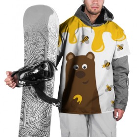 Накидка на куртку 3D с принтом Медведь в мёде в Кировске, 100% полиэстер |  | Тематика изображения на принте: мёд | медведь | миша | пчелы