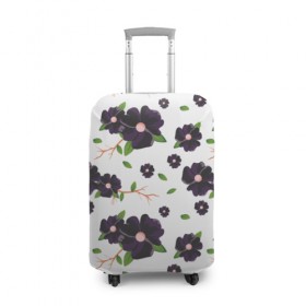 Чехол для чемодана 3D с принтом Сиреневые цветы в Кировске, 86% полиэфир, 14% спандекс | двустороннее нанесение принта, прорези для ручек и колес | абстракция | арт | сиреневый | цветы