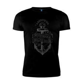 Мужская футболка премиум с принтом Гладкое море в Кировске, 92% хлопок, 8% лайкра | приталенный силуэт, круглый вырез ворота, длина до линии бедра, короткий рукав | море | моряк | символы | якорь