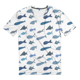 Мужская футболка 3D с принтом Fishes в Кировске, 100% полиэфир | прямой крой, круглый вырез горловины, длина до линии бедер | fishes | море | рыбы