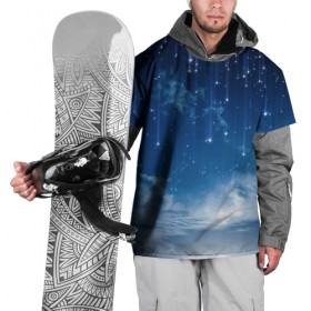 Накидка на куртку 3D с принтом Ночное небо и звёзда в Кировске, 100% полиэстер |  | Тематика изображения на принте: звёзды | небо | ночной | облака | синий