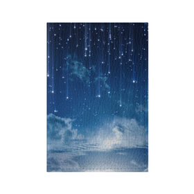 Обложка для паспорта матовая кожа с принтом Ночное небо и звёзда в Кировске, натуральная матовая кожа | размер 19,3 х 13,7 см; прозрачные пластиковые крепления | Тематика изображения на принте: звёзды | небо | ночной | облака | синий