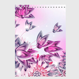 Скетчбук с принтом Розовые цветы в Кировске, 100% бумага
 | 48 листов, плотность листов — 100 г/м2, плотность картонной обложки — 250 г/м2. Листы скреплены сверху удобной пружинной спиралью | лепестки | прикольные картинки | розовый | цветочки | цветы