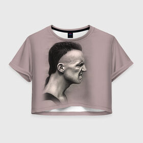 Женская футболка 3D укороченная с принтом Die Antwoord 5 в Кировске, 100% полиэстер | круглая горловина, длина футболки до линии талии, рукава с отворотами | 