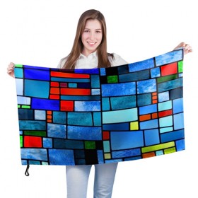 Флаг 3D с принтом Мозаичная абстракция в Кировске, 100% полиэстер | плотность ткани — 95 г/м2, размер — 67 х 109 см. Принт наносится с одной стороны | линии | орнамент | прикольные картинки | узор | цвет
