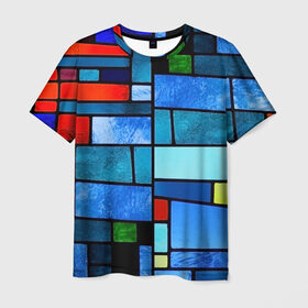 Мужская футболка 3D с принтом Мозаичная абстракция в Кировске, 100% полиэфир | прямой крой, круглый вырез горловины, длина до линии бедер | линии | орнамент | прикольные картинки | узор | цвет