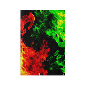 Обложка для паспорта матовая кожа с принтом Огненная битва в Кировске, натуральная матовая кожа | размер 19,3 х 13,7 см; прозрачные пластиковые крепления | дым | зеленый | красный | огонь