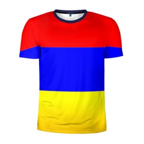 Мужская футболка 3D спортивная с принтом Армения в Кировске, 100% полиэстер с улучшенными характеристиками | приталенный силуэт, круглая горловина, широкие плечи, сужается к линии бедра | 