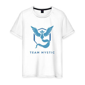 Мужская футболка хлопок с принтом Team mystic в Кировске, 100% хлопок | прямой крой, круглый вырез горловины, длина до линии бедер, слегка спущенное плечо. | 