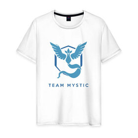 Мужская футболка хлопок с принтом Team mystic в Кировске, 100% хлопок | прямой крой, круглый вырез горловины, длина до линии бедер, слегка спущенное плечо. | Тематика изображения на принте: 