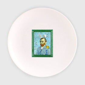 Тарелка с принтом Детство Ван Гога в Кировске, фарфор | диаметр - 210 мм
диаметр для нанесения принта - 120 мм | автопортрет | ван гог | детство | зайчик | зелёный | личность | портрет | рама | рамка | синий | уточка | ушки