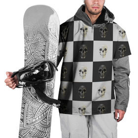 Накидка на куртку 3D с принтом Skullchess в Кировске, 100% полиэстер |  | хелоуин | череп | черное и белое | шахматы