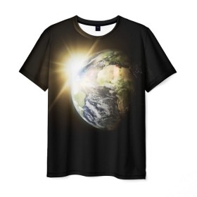 Мужская футболка 3D с принтом Восход солнца в Кировске, 100% полиэфир | прямой крой, круглый вырез горловины, длина до линии бедер | звёзды | космическое пространство | космос | планета | солнце