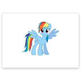 Поздравительная открытка с принтом My little pony 2 в Кировске, 100% бумага | плотность бумаги 280 г/м2, матовая, на обратной стороне линовка и место для марки
 | пони