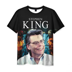 Мужская футболка 3D с принтом Стивен Кинг - Король ужасов в Кировске, 100% полиэфир | прямой крой, круглый вырез горловины, длина до линии бедер | король ужасов | писатель | триллер | ужасы