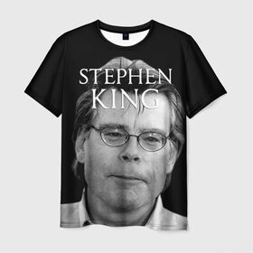 Мужская футболка 3D с принтом Стивен Кинг - Король ужасов в Кировске, 100% полиэфир | прямой крой, круглый вырез горловины, длина до линии бедер | Тематика изображения на принте: король ужасов | писатель | триллер | ужасы