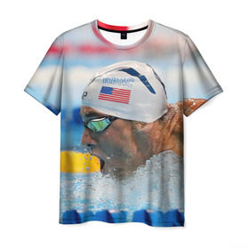 Мужская футболка 3D с принтом Майкл Фелпс в Кировске, 100% полиэфир | прямой крой, круглый вырез горловины, длина до линии бедер | swimming | бассейн | олимпиада | плавание | пловец | рио | фелпс