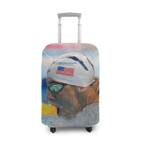 Чехол для чемодана 3D с принтом Майкл Фелпс в Кировске, 86% полиэфир, 14% спандекс | двустороннее нанесение принта, прорези для ручек и колес | swimming | бассейн | олимпиада | плавание | пловец | рио | фелпс