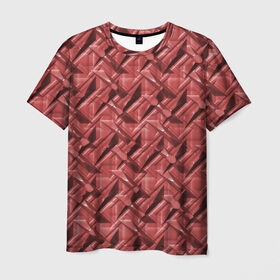 Мужская футболка 3D с принтом Текстура, тиснение в Кировске, 100% полиэфир | прямой крой, круглый вырез горловины, длина до линии бедер | Тематика изображения на принте: краска | красный | металл | стиль | текстура | фото