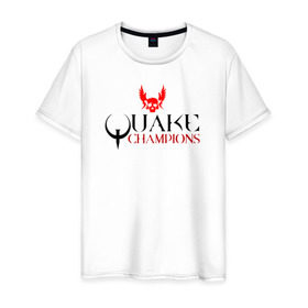 Мужская футболка хлопок с принтом Quake is back! в Кировске, 100% хлопок | прямой крой, круглый вырез горловины, длина до линии бедер, слегка спущенное плечо. | q1 | q2 | q3 | quake | квейк | крылья | олд | череп