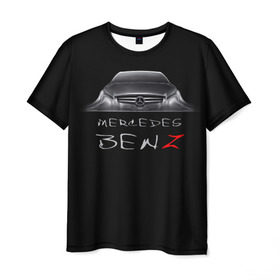 Мужская футболка 3D с принтом Мерседес Бенц в Кировске, 100% полиэфир | прямой крой, круглый вырез горловины, длина до линии бедер | mercedes benz | авто | автомобиль | машина | мерседес