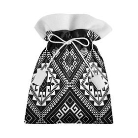 Подарочный 3D мешок с принтом Индейские мотивы в Кировске, 100% полиэстер | Размер: 29*39 см | Тематика изображения на принте: вышивка | орнамент | свитер | черно белый