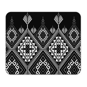 Коврик прямоугольный с принтом Индейские мотивы в Кировске, натуральный каучук | размер 230 х 185 мм; запечатка лицевой стороны | вышивка | орнамент | свитер | черно белый