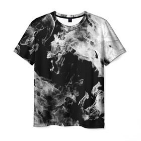 Мужская футболка 3D с принтом Дым в Кировске, 100% полиэфир | прямой крой, круглый вырез горловины, длина до линии бедер | огонь | черно белый