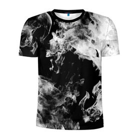 Мужская футболка 3D спортивная с принтом Дым в Кировске, 100% полиэстер с улучшенными характеристиками | приталенный силуэт, круглая горловина, широкие плечи, сужается к линии бедра | огонь | черно белый