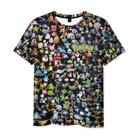 Мужская футболка 3D с принтом Покемоны в Кировске, 100% полиэфир | прямой крой, круглый вырез горловины, длина до линии бедер | ash ketchum | pokemon | пикачу | покебол | покемон | эш