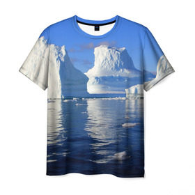Мужская футболка 3D с принтом Айсберг в Кировске, 100% полиэфир | прямой крой, круглый вырез горловины, длина до линии бедер | айсберг | антаркида | арктика | вода | лёд | океан | отражение | север | солнце | холод
