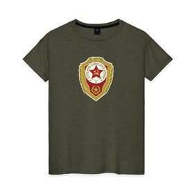 Женская футболка хлопок с принтом Отличник Советской Армии в Кировске, 100% хлопок | прямой крой, круглый вырез горловины, длина до линии бедер, слегка спущенное плечо | 