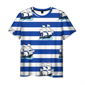 Мужская футболка 3D с принтом Кораблик в Кировске, 100% полиэфир | прямой крой, круглый вырез горловины, длина до линии бедер | 