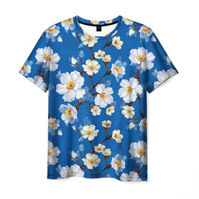 Мужская футболка 3D с принтом Цветы ретро 5 в Кировске, 100% полиэфир | прямой крой, круглый вырез горловины, длина до линии бедер | Тематика изображения на принте:   | винтаж | прованс | роза | роспись | узор | цветок | цветы