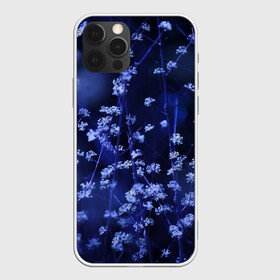 Чехол для iPhone 12 Pro с принтом Ночные цветы в Кировске, силикон | область печати: задняя сторона чехла, без боковых панелей | лепестки | ночь | прикольные картинки | синий | цветочки | цветы