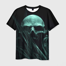 Мужская футболка 3D с принтом Череп на дне в Кировске, 100% полиэфир | прямой крой, круглый вырез горловины, длина до линии бедер | вода | водоросли | дьявол | монстр | прикольные картинки | череп